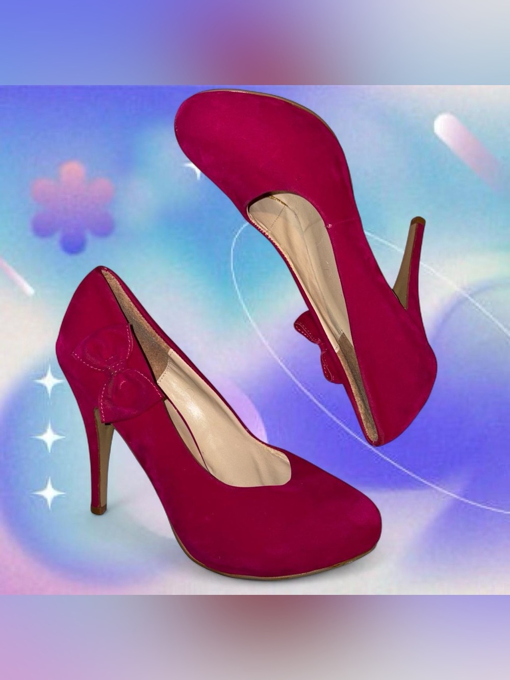 vtg y2k pink bow pumps - fabulous, sz 10